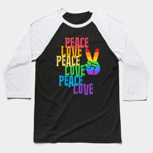 PEACE Sign Hand Rainbow Retro Love Baseball T-Shirt